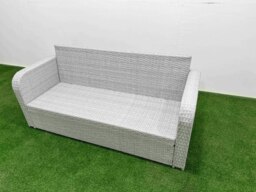Rackhams Outdoor Garden Furniture Sets 6 Seater Wicker Rattan Furniture Sofa Sets with Rectangular Dining Table high Back Lounge Sofa Light Grey - thumbnail 4