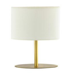 Rackhams Modern Designer Oval Table Lamp in Antique Brass with Off-White Fabric Shade - thumbnail 2