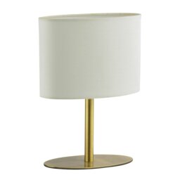 Rackhams Modern Designer Oval Table Lamp in Antique Brass with Off-White Fabric Shade - thumbnail 5