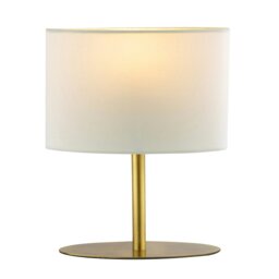 Rackhams Modern Designer Oval Table Lamp in Antique Brass with Off-White Fabric Shade - thumbnail 1