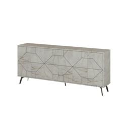 Rackhams Dune Gold Marble Effect Geometric 6 Door Sideboard with Metal Legs (W) 181cm - Ancient White - thumbnail 3