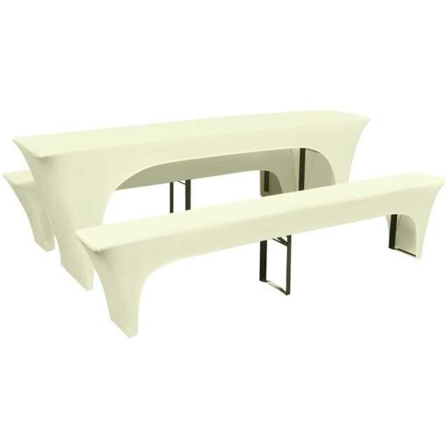 Rackhams Three Piece Slipcover for Beer Table/Benches Stretch Cream