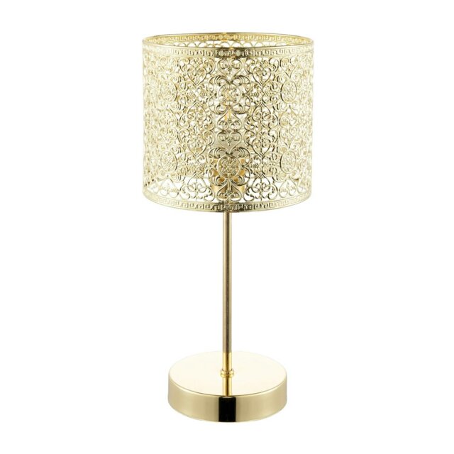 Rackhams Classic Chic Moroccan Themed Shiny Gold Table Lamp with Inline Switch - image 1