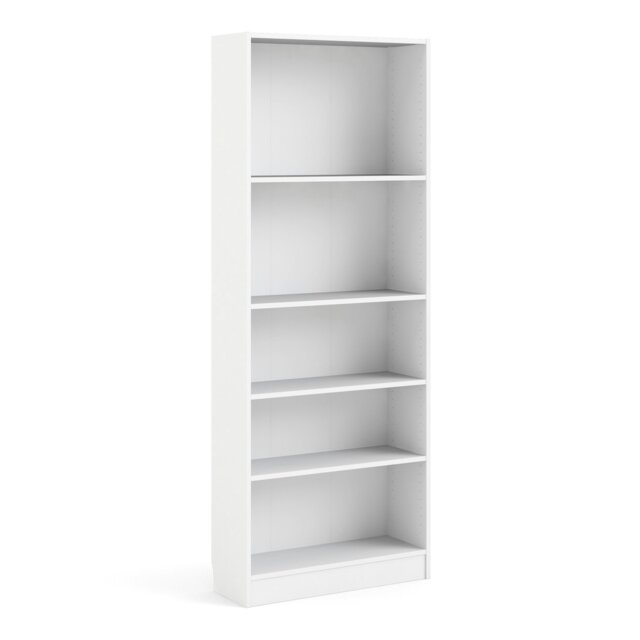 Rackhams Basic Tall Wide Bookcase (4 Shelves) in White - White - Wood - 1 - image 1