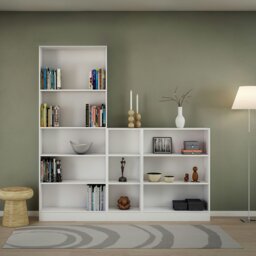 Rackhams Basic Tall Wide Bookcase (4 Shelves) in White - White - Wood - 1 - thumbnail 5