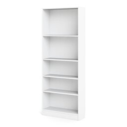 Rackhams Basic Tall Wide Bookcase (4 Shelves) in White - White - Wood - 1 - thumbnail 3