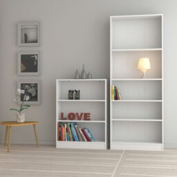 Rackhams Basic Tall Wide Bookcase (4 Shelves) in White - White - Wood - 1 - thumbnail 4