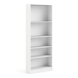 Rackhams Basic Tall Wide Bookcase (4 Shelves) in White - White - Wood - 1 - thumbnail 1