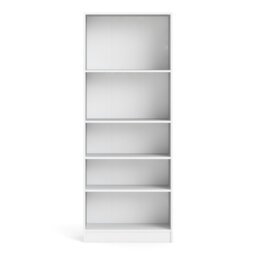 Rackhams Basic Tall Wide Bookcase (4 Shelves) in White - White - Wood - 1 - thumbnail 2