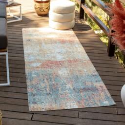 Rackhams Huntington Beach-Modern Orange Blue Ivory In- & Outdoor Rug - 80 x 220 cm - thumbnail 1