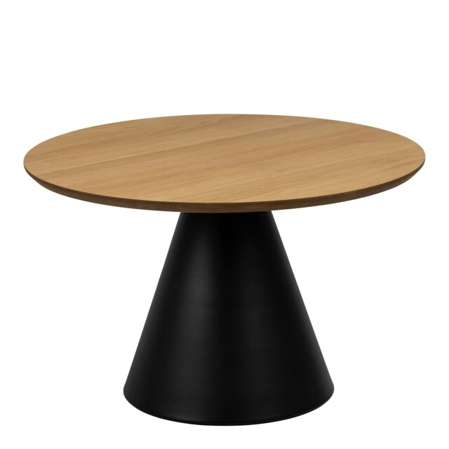 Rackhams Soli Round Coffee Table in Oak/Black 65x43cm - 1 - Oak/Black - Brown - image 1