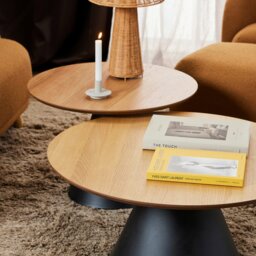 Rackhams Soli Round Coffee Table in Oak/Black 65x43cm - 1 - Oak/Black - Brown - thumbnail 4
