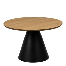 Rackhams Soli Round Coffee Table in Oak/Black 65x43cm - 1 - Oak/Black - Brown