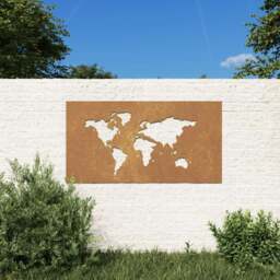 Rackhams Garden Wall Decoration 105x55 cm Corten Steel World Map Design