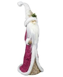 Rackhams 58cm Santa Burgundy and Gold Christmas Figurine with White Fur Trim and Long Beard for Festive Home Display - thumbnail 4