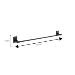 Rackhams Unity 500mm Black Stainless Steel Wall Mounted Towel Rail - thumbnail 2