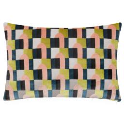 Rackhams Keela Geometric Cushion Cover - Pink/Avocado Green - 50cm x 35cm - Pink/Avocado Green - 100% Polyester
