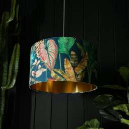 "Rackhams Magic Fruits Lampshade With Gold Lining - Ceiling Pendant / Arc Lamp - 40cm Diameter x 25cm Height (16"" x 10"")"
