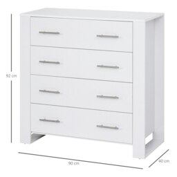 Rackhams Chest Of 4 Drawers Home Storage Clothes Cabinet Metal Handles Base White - thumbnail 3