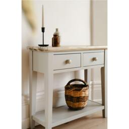 Rackhams Florence Small Console Table with 2 Drawers and Shelf - Truffle, Beige