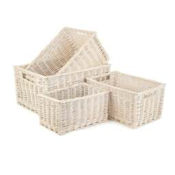 Rackhams Whitewash Unlined Wicker Storage Basket - Extra Large - thumbnail 2