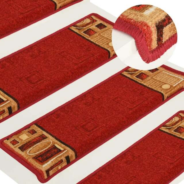 Rackhams Stair Mats Self-adhesive 10 pcs 65x21x4 cm Red