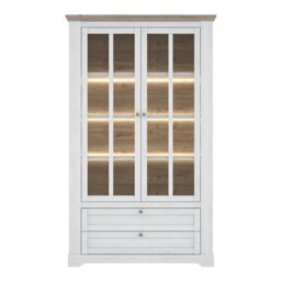 Rackhams Iloppa Display Cabinet in Snowy Oak/Oak Nelson - Full Assembly Required - Oak &Oak Nelson - Matt - thumbnail 2