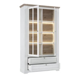 Rackhams Iloppa Display Cabinet in Snowy Oak/Oak Nelson - Full Assembly Required - Oak &Oak Nelson - Matt - thumbnail 3