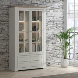 Rackhams Iloppa Display Cabinet in Snowy Oak/Oak Nelson - Full Assembly Required - Oak &Oak Nelson - Matt - thumbnail 5