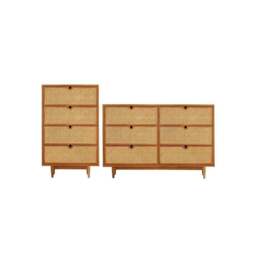 Rackhams Pavia Chests Of Drawers, Natural Rattan & Oak - 3 Drawers 70x40x90cm - thumbnail 4