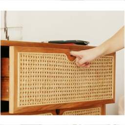 Rackhams Pavia Chests Of Drawers, Natural Rattan & Oak - 3 Drawers 70x40x90cm - thumbnail 6