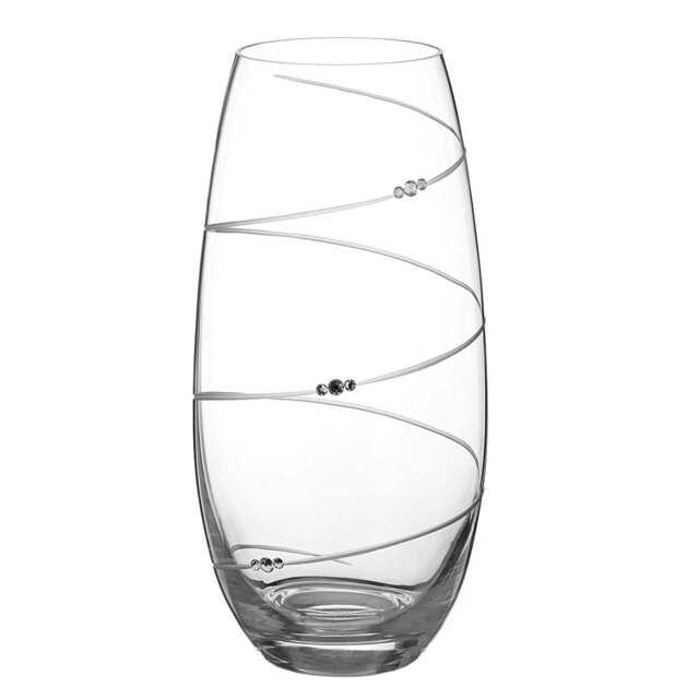 Rackhams Toast Swirl Crystal Barrel Vase Adorned with Swarvoski Crystals - 25cm - Made From Premium Lead Free Crystal Glass