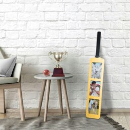 Rackhams Cricket Bat Photo Frame - Holds Three 6x4? Photos - Wall-Mounted or Freestanding Display - 82cm x 14cm - thumbnail 2