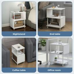 Rackhams Side Table 3 Tier Small Bedside Sofa End Table Storage Shelves Modern - thumbnail 6