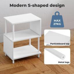 Rackhams Side Table 3 Tier Small Bedside Sofa End Table Storage Shelves Modern - thumbnail 4