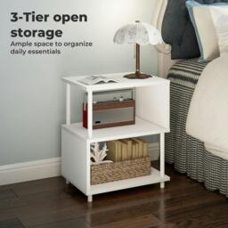 Rackhams Side Table 3 Tier Small Bedside Sofa End Table Storage Shelves Modern - thumbnail 5