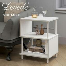Rackhams Side Table 3 Tier Small Bedside Sofa End Table Storage Shelves Modern - thumbnail 2