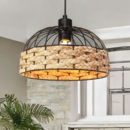 Rackhams Rope And Metal Ceiling Light Pendant Shade Brown - thumbnail 4