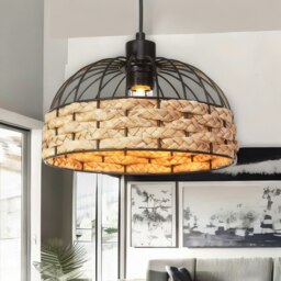 Rackhams Rope And Metal Ceiling Light Pendant Shade Brown - thumbnail 2