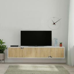 Rackhams Spark Modern TV Unit Multimedia Centre with Storage Cabinet 180cm Width - Anthracite Grey - thumbnail 4