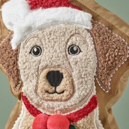 Rackhams Christmas Dog 3D Shaped Cushion Cream / Red - Cream / Red - thumbnail 2