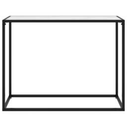 Rackhams Console Table White 100x35x75 cm Tempered Glass - thumbnail 2