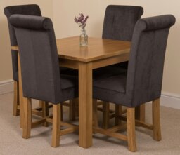 Rackhams Oslo 90 x 90cm Small Square Oak Dining Set with Washington Fabric Chairs - 1 - 4 chairs - Grey - thumbnail 6