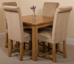 Rackhams Oslo 90 x 90cm Small Square Oak Dining Set with Washington Fabric Chairs - 1 - 4 chairs - Grey - thumbnail 4