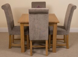 Rackhams Oslo 90 x 90cm Small Square Oak Dining Set with Washington Fabric Chairs - 1 - 4 chairs - Grey - thumbnail 3