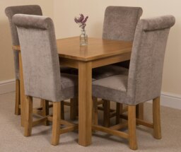 Rackhams Oslo 90 x 90cm Small Square Oak Dining Set with Washington Fabric Chairs - 1 - 4 chairs - Grey