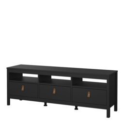Rackhams Barcelona TV Unit 3 Drawers in Matt Black - 1 - thumbnail 3