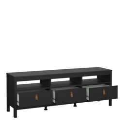 Rackhams Barcelona TV Unit 3 Drawers in Matt Black - 1 - thumbnail 5