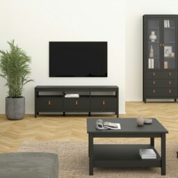 Rackhams Barcelona TV Unit 3 Drawers in Matt Black - 1 - thumbnail 6