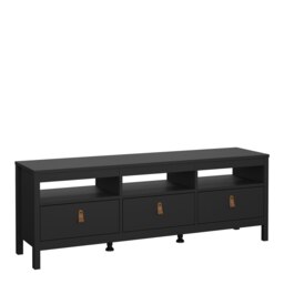 Rackhams Barcelona TV Unit 3 Drawers in Matt Black - 1